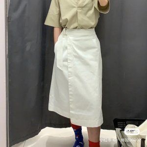 Uniqlo Women Wrap Skirt 433277, White, Size L/ 29"